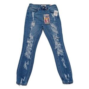 Almost Famous Vintage Ankle Women's Distressed High-Rise Jeans Size 3